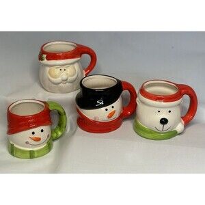 Royal Norfolk Christmas Mug Set Santa Polar Bear And 2 Snowmen Set Of 4